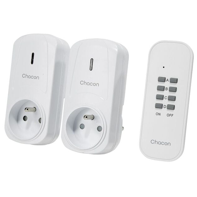 Prise t&eacute;l&eacute;command&eacute;e 2000W x2 blanc