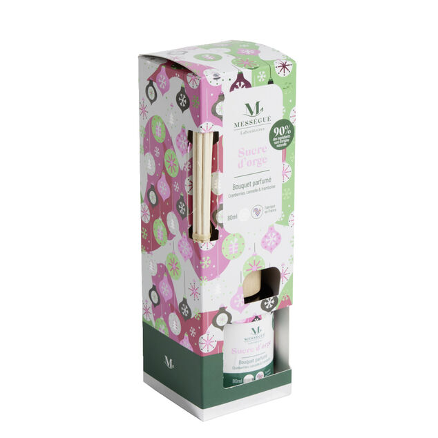 Diffuseur &agrave; b&acirc;tonnets 80ml Mess&eacute;gu&eacute; bouquet parfum&eacute; sucre d'orge