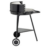 Barbecue &agrave; charbon rond Texas 2 grilles 5 niveaux m&eacute;tal noir 53x66,5xH81cm