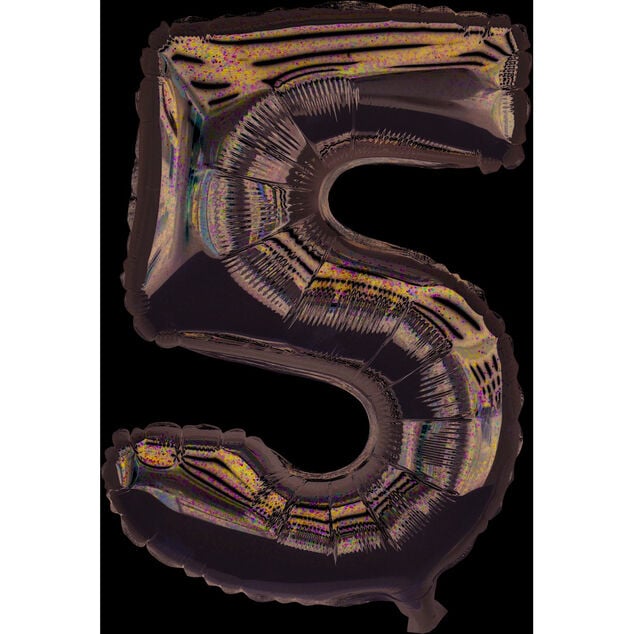 Ballon chiffre 5 H33cm - 2 mod&egrave;les dor&eacute; ou argent&eacute;