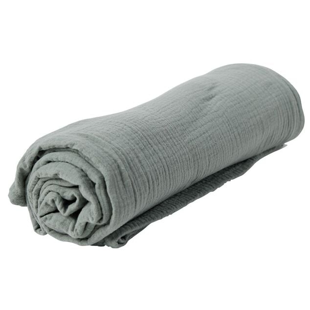 Plaid vert uni 100% coton 150x120cm