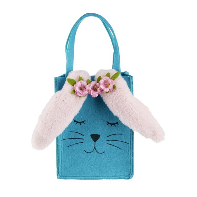 Panier d&eacute;cor P&acirc;ques oreille lapin et fleur en feutrine &Oslash;15xH20cm (2 mod&egrave;les)