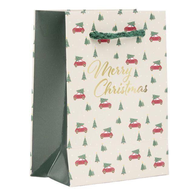 Sac cadeau No&euml;l fantasia motif traditionnel 11x9,5xH15cm (2 mod&egrave;les)