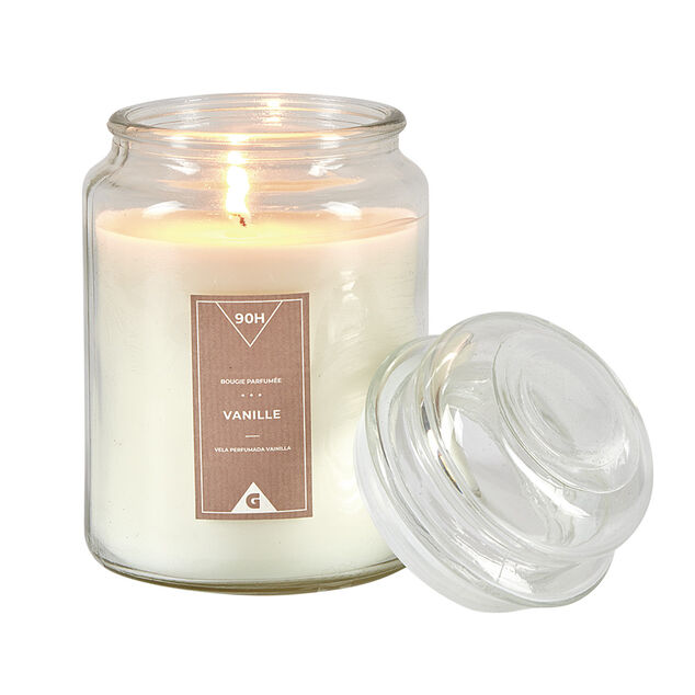 Bougie parfum&eacute;e dans Bonbonni&egrave;re senteur cupcake Vanille Ivoire