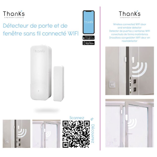 Détecteur d'ouverture de porte et fenêtre connecté WIFI