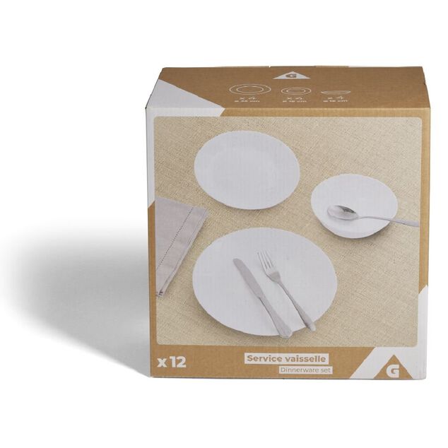 Service vaisselle opale 12 pi&egrave;ces
