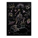 Lot de 6 feuilles à gratter thème licorne avec stylet en bois