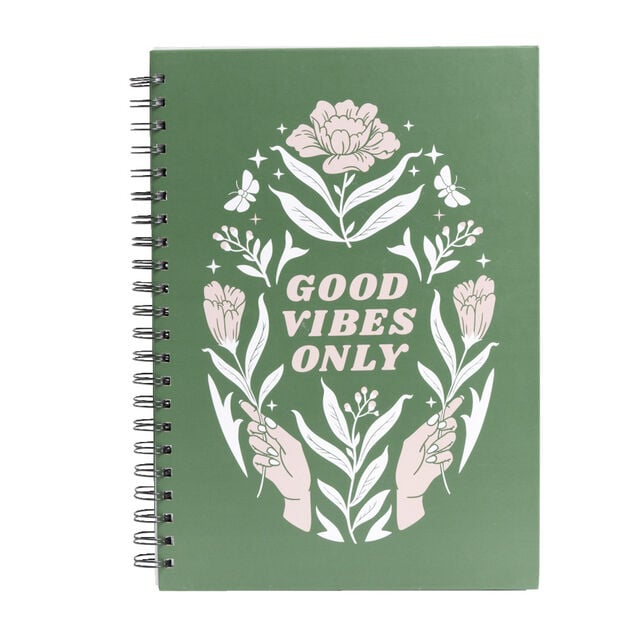 Carnet spirale A4 &agrave; lignes Good Vibes Only 200 pages
