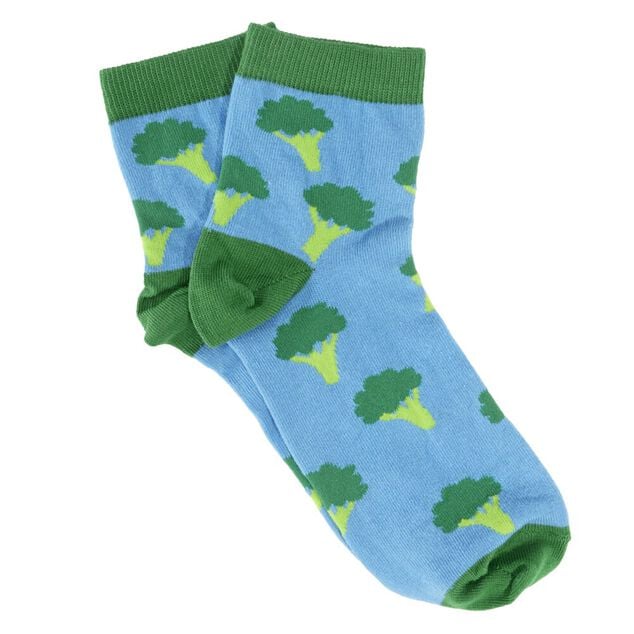 Chaussette homme polycoton tige courte bleu motif brocolis T41/45
