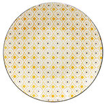 Assiette plate ronde Praia motif blanc jaune noir &Oslash;26.5cm