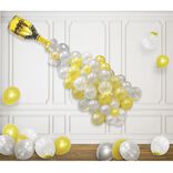 Kit ballon fontaine bouteille dor&eacute; 61 ballons et ruban 5m