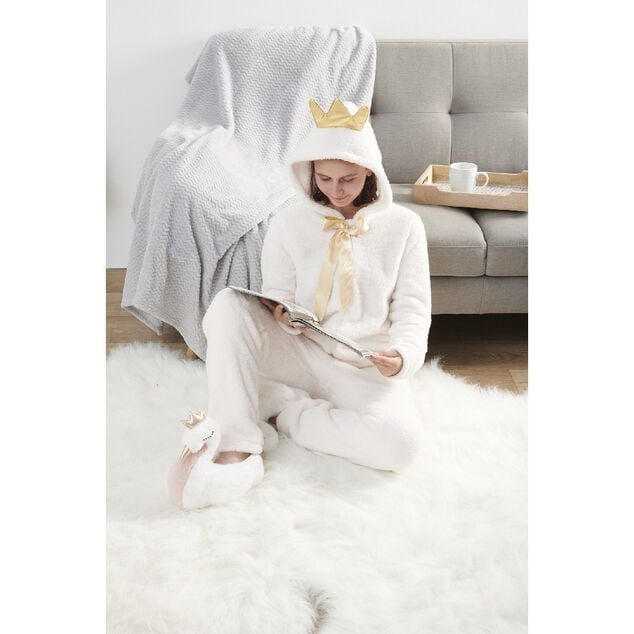 Pyjama combinaison princesse blanc dor&eacute; femme Taille XS