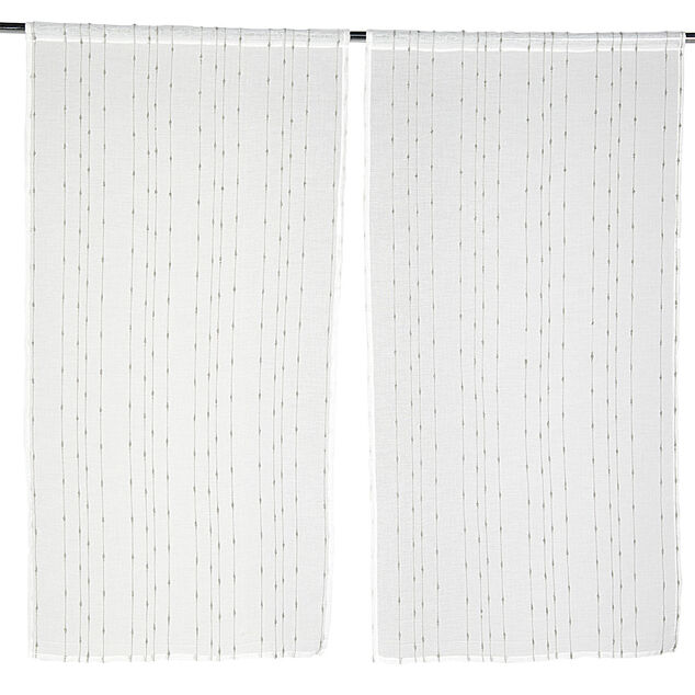 Vitrage droit passe tringle x2 blanc broderie fil gris 60x160cm