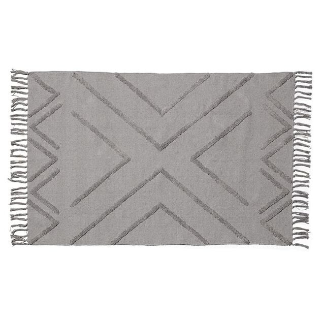 Tapis rectangulaire coton tuft&eacute; gris 100x150 cm