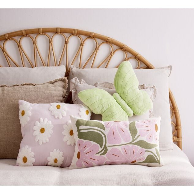 Coussin forme papillon 30x37cm (2 mod&egrave;les violet ou vert)