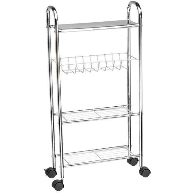 Desserte de salle de bains 4 niveaux métal gris