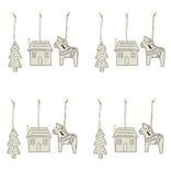 Décoration à suspendre en bois sapin maison cheval x12