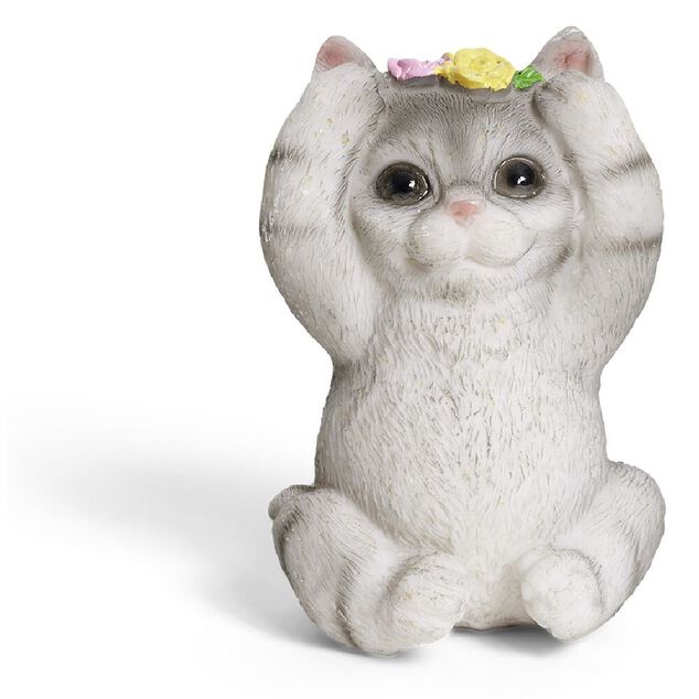 Chaton d&eacute;coratif plastique gris - 2 mod&egrave;les