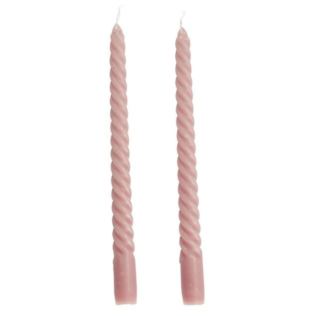 Bougie chandelier torsad&eacute;e rose H25cm x2