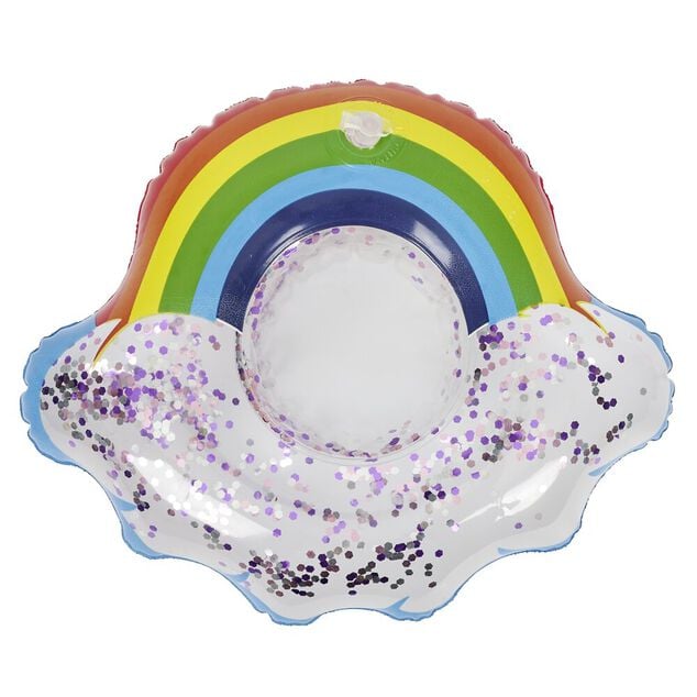 Porte verre gonflable arc-en-ciel &agrave; paillettes 20x20cm