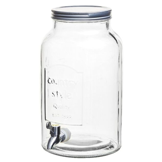 Distributeur de boisson verre couvercle m&eacute;tal 5.5 L