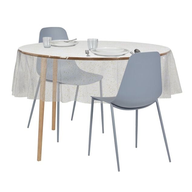 Nappe cristal carr&eacute;e transparente paillettes multicolores 150x150cm