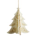 Sapin de Noël 3D en bois à suspendre H.13 cm