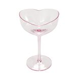 Verre &agrave; pied 23cl en verre rose transparent forme coeur H16cm