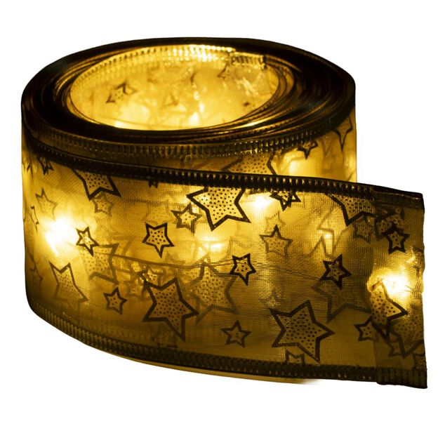 Ruban lumineux 50 LED tissu motif No&euml;l 5m (2 mod&egrave;les)