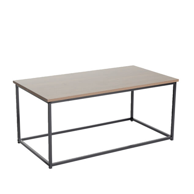 Table basse en bois et m&eacute;tal noir 90x48xH40cm
