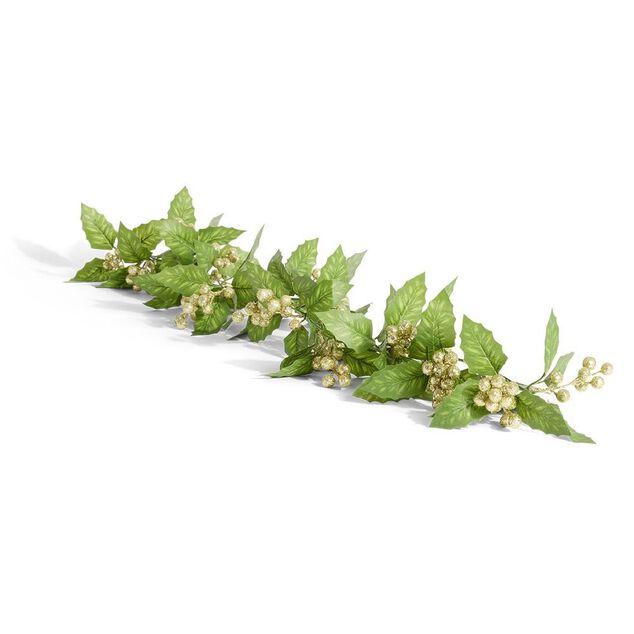 Guirlande centre de table feuillage et baie dorée ou argentée 110cm