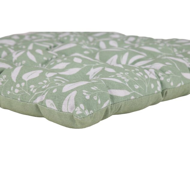 Galette de chaise carr&eacute;e motif liberty vert 40x40cm
