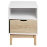 Table de chevet Lida 1 tiroir 1 niche pieds en pin blanc et naturel