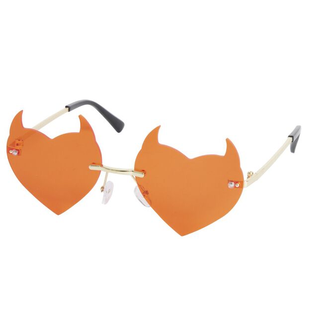 Lunettes adulte diablesse forme coeur rouge avec cornes