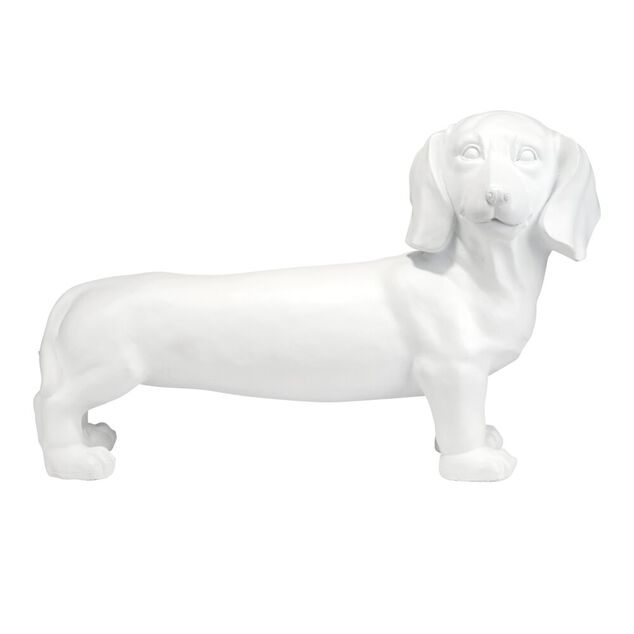 Statue chien teckel en r&eacute;sine grand mod&egrave;le L56xH35cm (2 mod&egrave;les noir ou blanc)