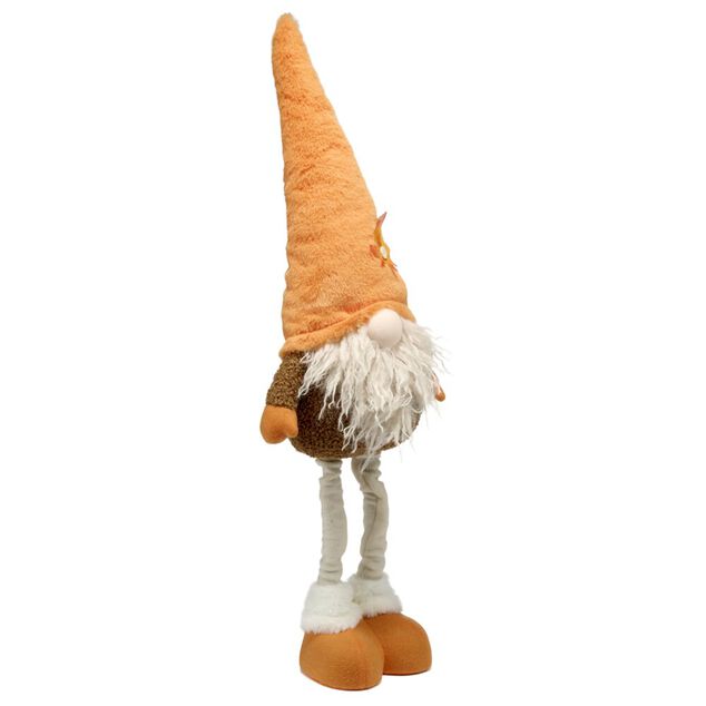 Gnome &agrave; poser th&egrave;me automne en feutrine jambes extensibles 20x13xH75cm (2 mod&egrave;les orange ou marron)