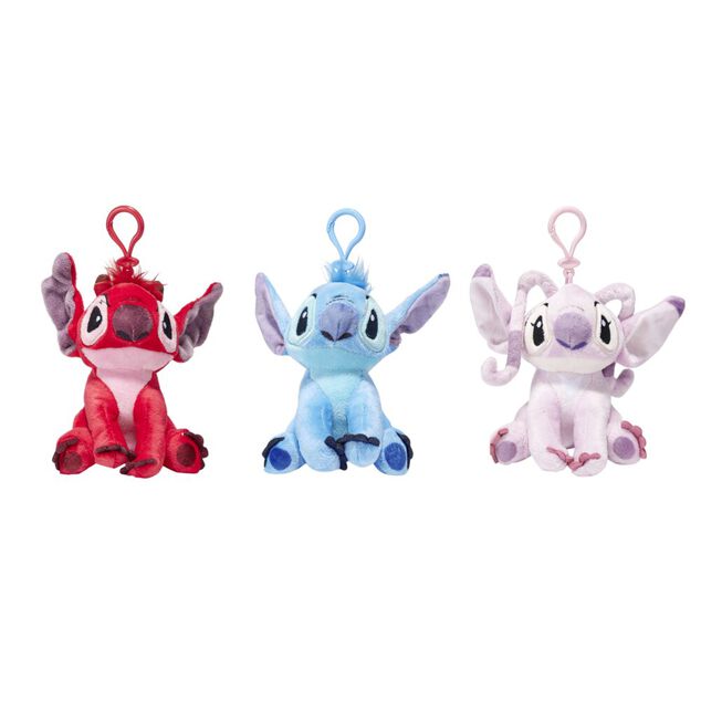 Peluche Stitch x3 &agrave; suspendre bleu, rouge et rose H12cm