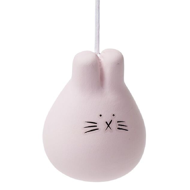 D&eacute;co lapin &agrave; suspendre P&acirc;ques en c&eacute;ramique beige ou rose &Oslash;4xH5cm