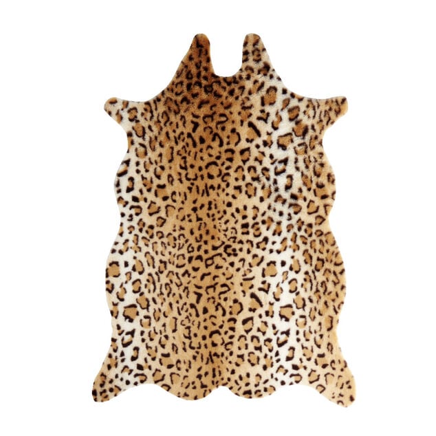 Tapis imitation peau de b&ecirc;te blanc et marron 50x70cm - 2 mod&egrave;les