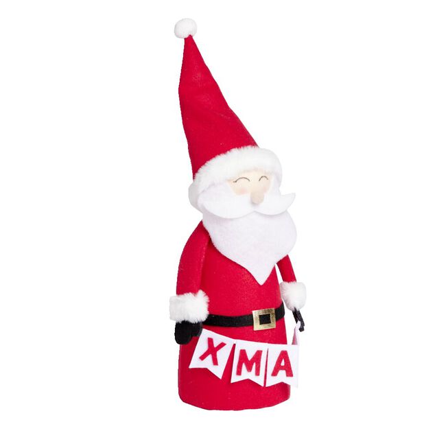 Père noël à poser en feutrine Ø14xH40cm