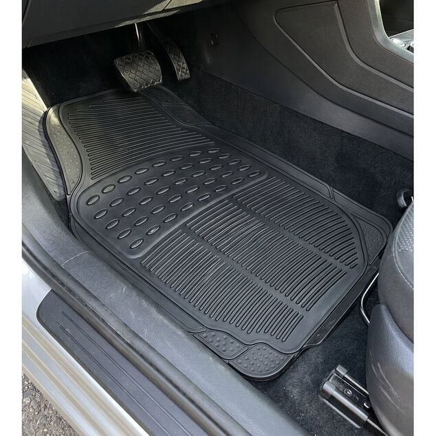 Set tapis de voiture x4 avant 43x70cm et arri&egrave;re 42,5x43cm PVC noir