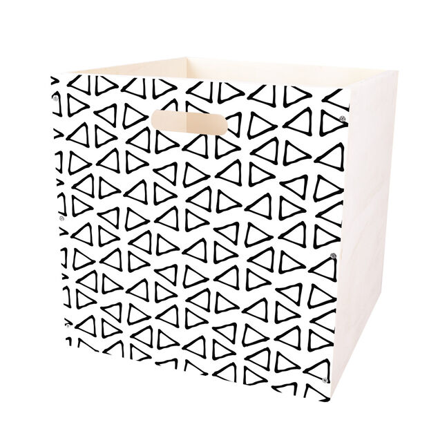 Casier Box Cube bois motif g&eacute;om&eacute;trique 30x30x30cm (2 mod&egrave;les)