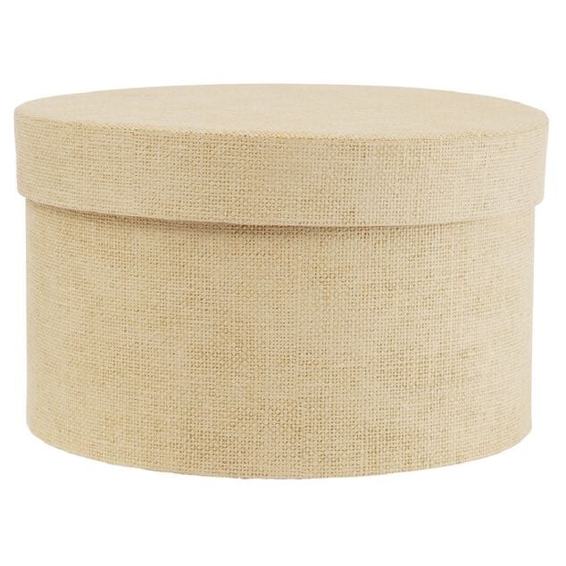 Bo&icirc;te de rangement ronde beige &Oslash;15xH9cm