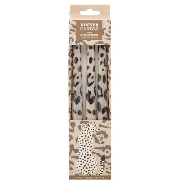Bougie chandelle cire motif pelage animal &Oslash;2xH25cm (2 mod&egrave;les l&eacute;opard ou z&egrave;bre)