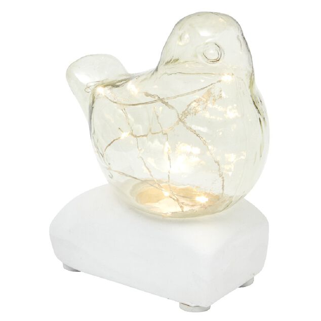 Oiseau d&eacute;coratif lumineux en verre