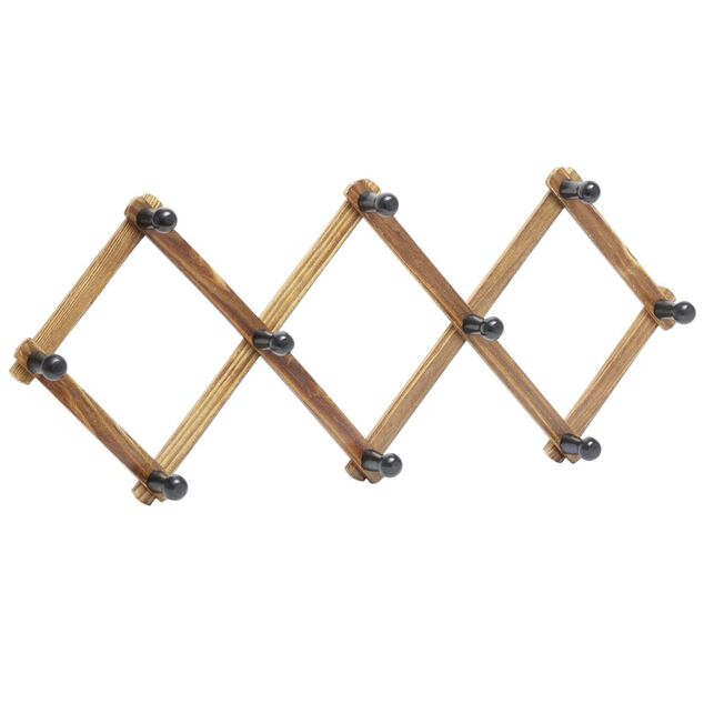 Porte manteau mural accordéon extensible en bois L32cm