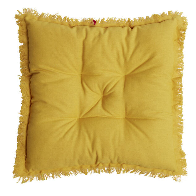 Galette de chaise carr&eacute;e &agrave; franges 40x40cm (3 mod&egrave;les)
