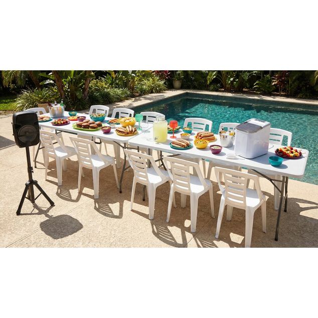 Table pliante 4 personnes Fiesta rectangulaire blanche 180x70xH74cm