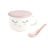 Bol jumbo 62cl avec cuill&egrave;re et couvercle blush girly
