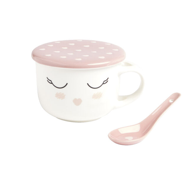 Bol jumbo 62cl avec cuill&egrave;re et couvercle blush girly